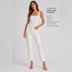 NWT Good American Good Legs Straight Jeans $158 MSRP Ecru 0/25